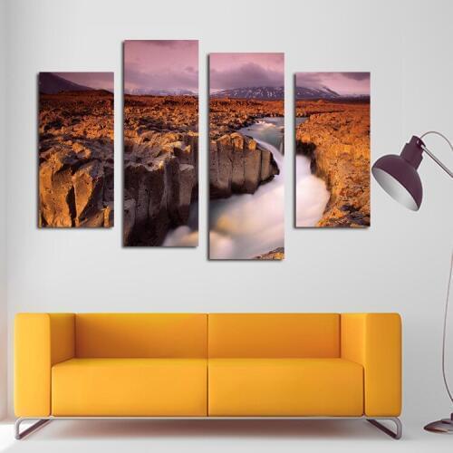 The Golden Rift Valley Frameless Picture Wall Art DIY Canvas Oil Painting Home Decor For Living Room 4 panel Canvas Painting