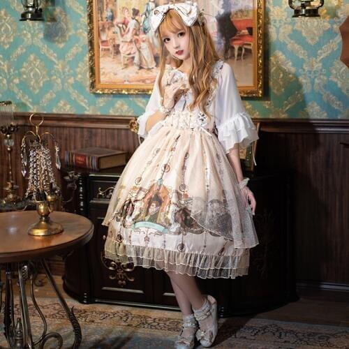 Kawaii Lolita Dress Japanese Gothic Lolita Dresses Victorian Princess Clothing Vintage Printing Party Cosplay Costumes DCC051