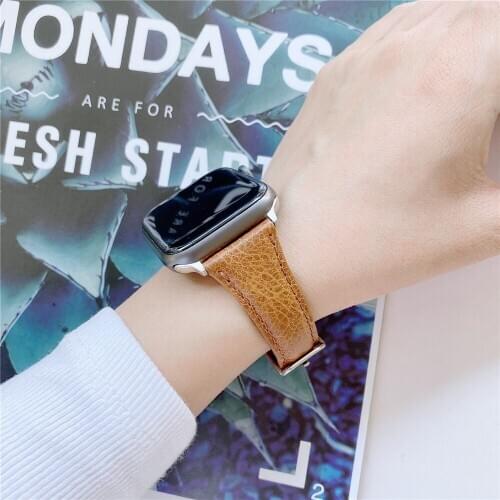 Classic Leather Strap for Apple Watch Band 44mm 40mm 42mm 38mm Men/Women Slim Bracelet Wrist Belt for iWatch Series 6/5/4/3/2/SE