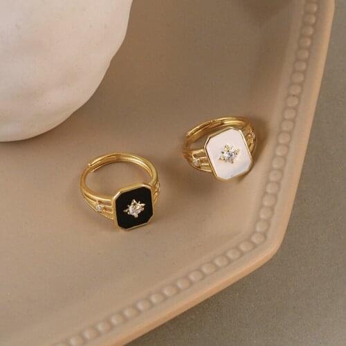 Punk S925 Sterling silver Open Ring For Women Light luxury zircon ins simple index finger adjustable Ring Gift For Girlfriend