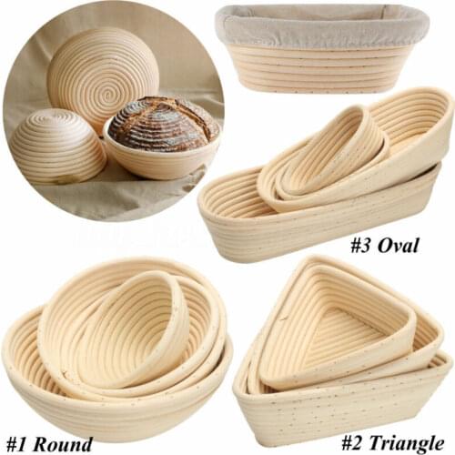 1pcs round/oval/triangular Fermented rattan woven dough bread basket with cloth for baking bread French bread storage basket