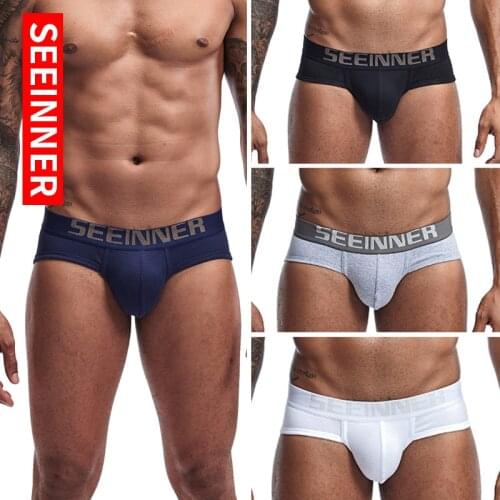 Seeinner hot-selling mens underwear comb cotton breathable hip belt low-waisted solid-colored mens triangle underwear