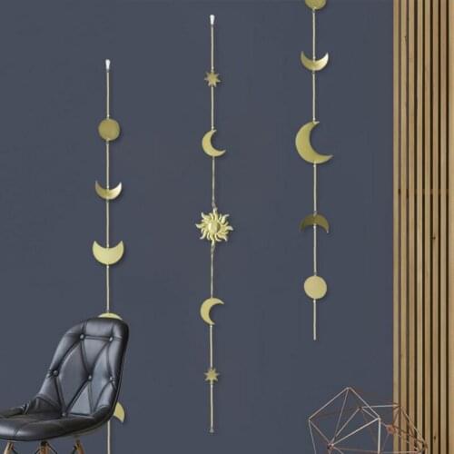 Metal Round Piece Sun Moon Shape Hanging DecorWall Photo Hanging Ornament iving Room Kid Room Bedroom Home Decor8