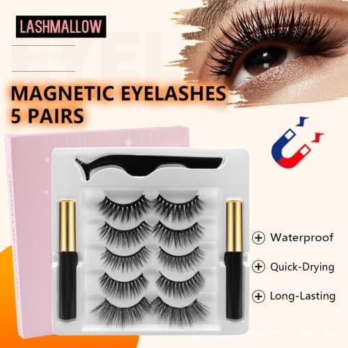 3/5/7 Pairs Mink 3D Magnetic Eyelashes and Eyeliner Set Waterproof Natural Look Invisible Handmade Short Wholesale False Lashes