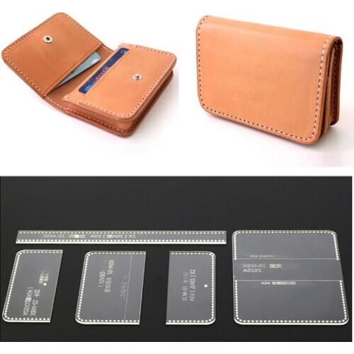 5x Transparent Clear Acrylic Wallet Pattern Stencil Template Set Leather Craft DIY Tool