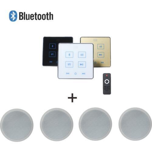 2*15w wall mounted audio amplifier with 4PCS 6 inch full range ceiling speaker supporting USB/TF/AUX/Bluetooth