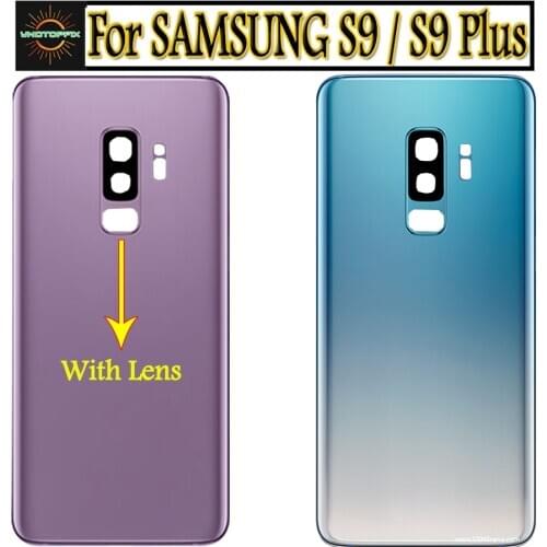 For SAMSUNG Galaxy S9 Plus G965F Battery Cover Door Rear Glass Housing Case Replace For SAMSUNG Galaxy S9 G960F Battery Cover