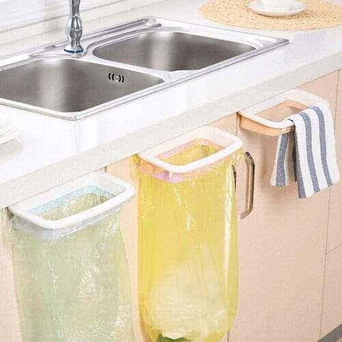New Kitchen Cupboard Door Back Style Portable Stand Trash Garbage Bags Storage Holder Useful Rack #260567