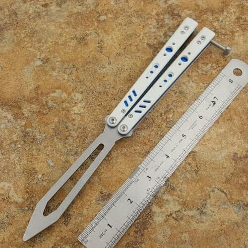 Theone White BRS Replicant Butterfly In Knife Trainer Knife G10+titanium Handle D2 Blade Bushing System Folding Survival Knife