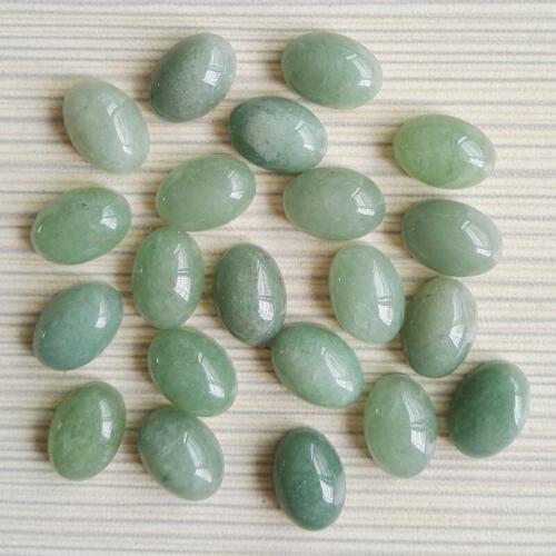 Wholesale 50pcs/lot Natural Green Aventurine stone beads 10X14mm oval shape CAB CABOCHON stone beads Free shipping