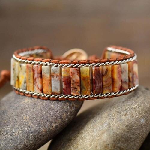 Latest Leather Wrap Bracelet Vintage Crazy Onyx Chain Weaving Wristband Cuff Bracelet Bestfriend Women Jewelry Wholesale