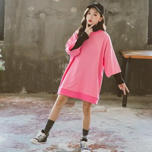 Teen Girls Casual Sweatshirt Autumn 2020 Korean Style Children Pullover Sweatshirt Fashion Cute Cotton Kids Girls Clothes, #9176