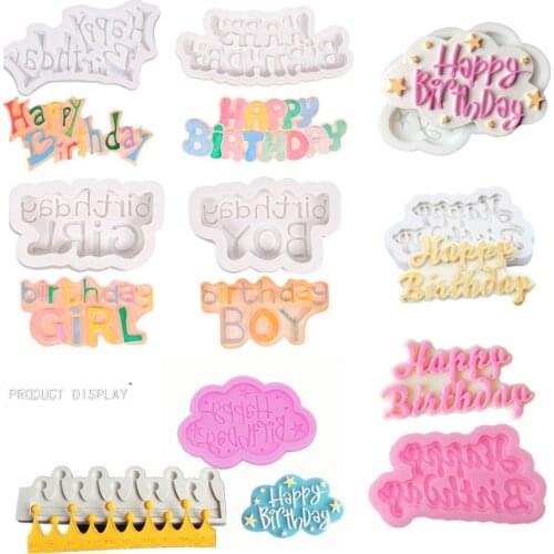 3D Silicone Cake Mold Happy Birthday Mousse Letter Fondant Chocolate Mold Baking for Home Kitchen DIY Decorating Baking Tools