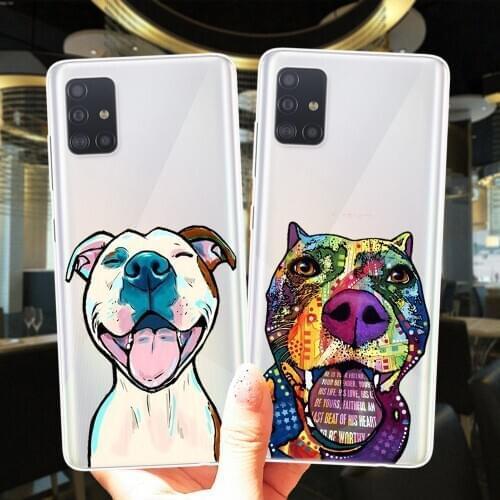 Cute Cartoon Pitbull Bulldog Silicone Phone Case Cover For Samsung A51 A71 A01 A10 A11 A21S A30 A31 A40 A41 A50 A60 A70 A6 A8 A9