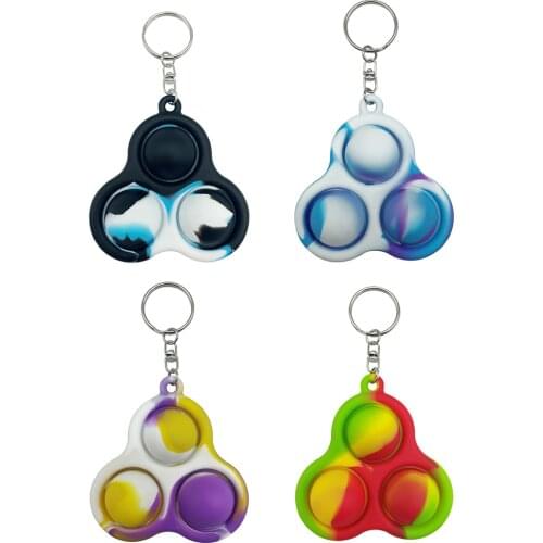 Silicone Tie-Dye Triangle Push Bubble Pendant Hanging Sensory Toy Anti-stress Relaxing Fidget Autism Toys for Adults Kids