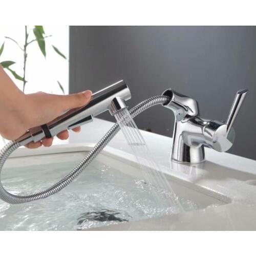 Bathroom Basin Faucets Pull Out brass Bath Hot and Cold Deck Mounted water tap BF989
