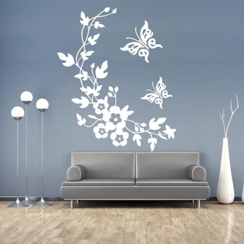 Butterflies Flower Vine Wall Sticker Refrigerator Window Cupboard Living Room Wallpaper Self-adhesive Art Mural Home Decorations