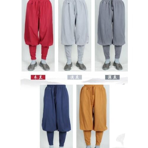 High quality Summer cotton&linen buddhist budda lay meditation trousers zen pants shaolin monks kung fu bloomers blue/grey/red