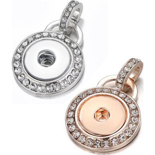 XL0150 New Beauty Crystal Fashion Silver color/Rose golden snap pendant necklace 60cm fit 18mm snap buttons Wholesale
