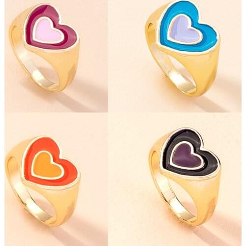 Y2K Jewelry Rainbow Multilayer Heart Rings For Women Metal Vintage Harajuku Punk INS Rings Charms 90s Aesthetic Gifts New