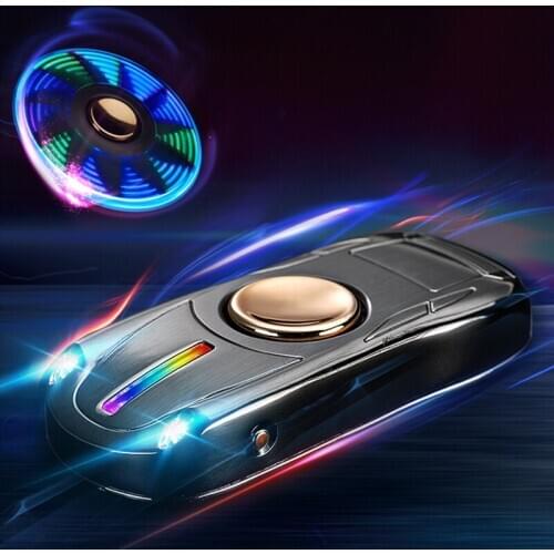 New Rechargeable lighter Windproof USB Smoking Accessories Sports Car Model Spinning Top LED Cigarette Lighter Gadgets For Men