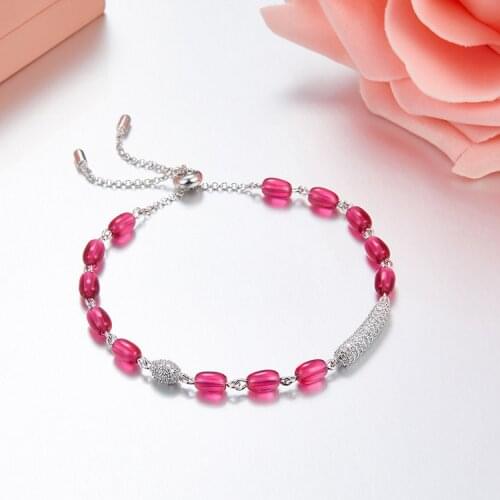 100% real 925 Sterling Silver Candy Bracelet Cubic Zirconia Green Blue Gems Stand Bracelets for Women Olivine Brand Jewelry