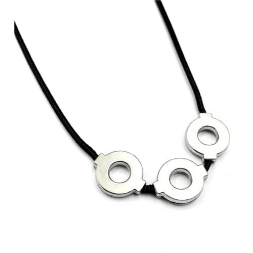 12pcs/lot Anime Necklces For Women Man Jewelry Titanium Steel Cosplay 3 Loops Necklace Choker Kolye Pendant Cosplay Props Colar