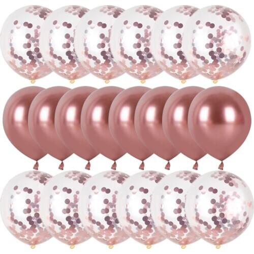20Pcs Rose Gold Balloon Set Confetti Metallic Balloons Birthday Party Anniversary Globals Wedding Decoration Baby Shower Balloon