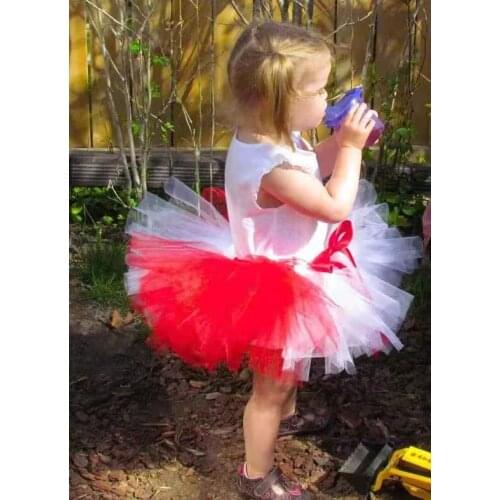 2021 Baby Tutu Skirts Girls Fluffy Ballet Tutu Dance Pettiskirt with Red Ribbon Bow Children Summer Tulle Tutu Skirt Party Cloth