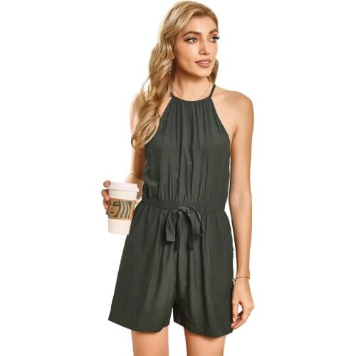 2021 summer dress harness sleeveless high waist shorts with connected rompers womens jumpsuit shorts