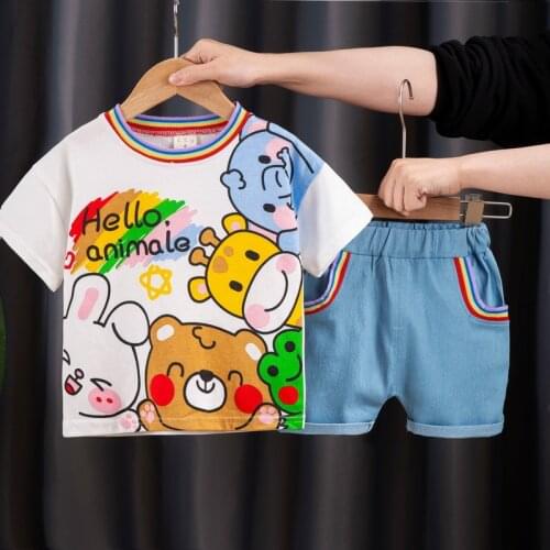 2021 Summer Infant Newborn Cotton Short Sleeves Clothes Suits Tops + Pants Baby Cartoon Boy Clothing Sets Kids Children Outfits