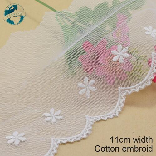 5yards 11cm greige cotton embroidery lace french lace ribbon fabric guipure diy trims warp knitting sewing Accessories#3714
