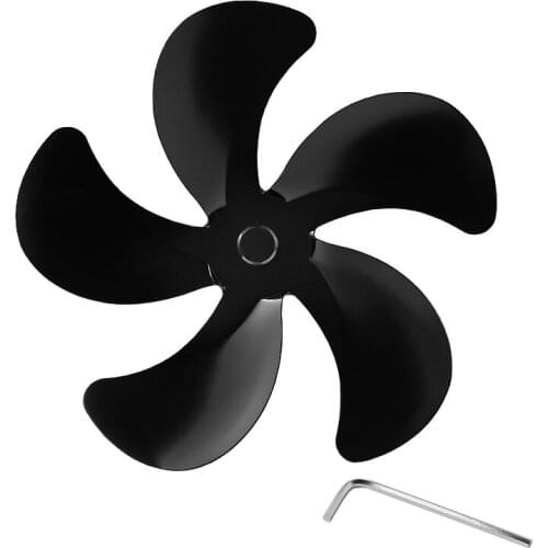 Fireplace Fan Accessories Aluminum Alloy Thickened 5 Leaf Black Silent Household Heating Log Burner Oil Saving Diameter 18mm