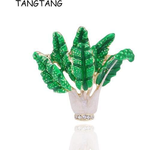 TANGTANG Brooch Exquisite Enamel Paint Cabbage Brooch With Austria Crystal New Fashion Classic Jewelry For Women, Item NO: P0185