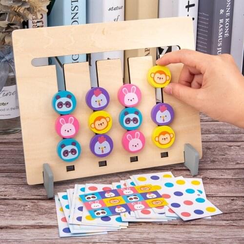 Kids Montessori Toys Educational Wooden Four Colors and Fruit Double Sided Pairing With Card Children Logical Reasoning Game Toy