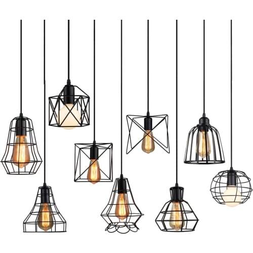 E27 Led Modern Cage Pendant Lights Retro Loft Pendant Lamps Metal Guard Hanging Lamp Indoor Restaurant Living Room Decoration