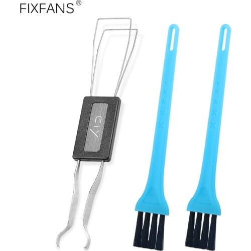 FIXFANS Stainless Steel Wired Type Keycap Remover Switch Puller with 2pcs Computer Cleaning Brush for Mechanical Keyboard
