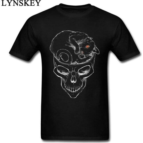 Stylish Men T Shirt A Cat In The Brain Lucio Fulci Trendy Skull Printed Tees 100% Cotton Tops Crewneck Short Sleeve