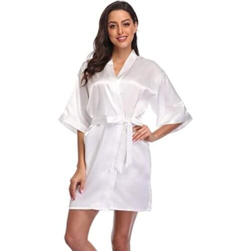 Summer Champagne Chinese Bride Wedding Robe Satin Sleepwear Women Nightgown Sexy Nightdress Lady Kimono Bathrobe Gown Negligee