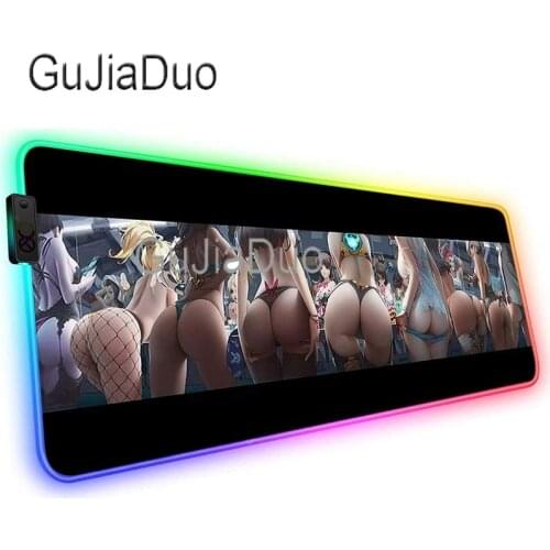 Pc gamer mouse pad butt tapete gamer rgb office gaming accessories desk mat xxl led light mini anime mousepad rubber non-slip