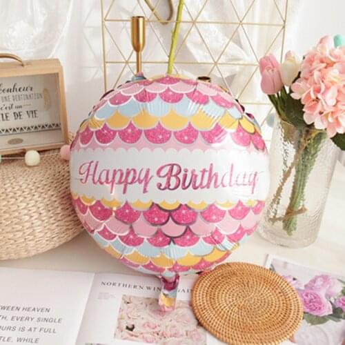 Round Happy Birthday balloons holiday party decoration balloon toys for children wholesale globos Fish pattern ballons