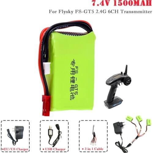 Lipo Battery 2s 7.4v 1500mah For Flysky Fs-GT5 MC6C/MCE7 2.4G 6CH RC Remote Control Car Boat 2s 7.4v Battery With Lipo Charger