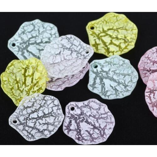 Acrylic Frosted Leaf/Flower Loose Beads Handmade DIY Headdress/Earrings Parts beads Jewelry findings with Crack effect y1230