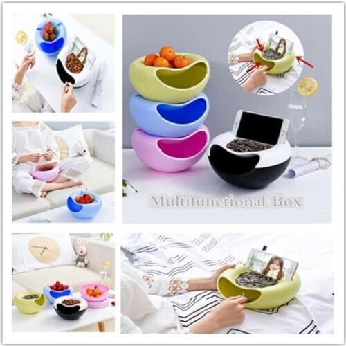 Multi-purpose lazy double dried fruit bowl seeds Storage Box Creative Shape Bowl Perfect For Seeds Nuts And Dry Fruits