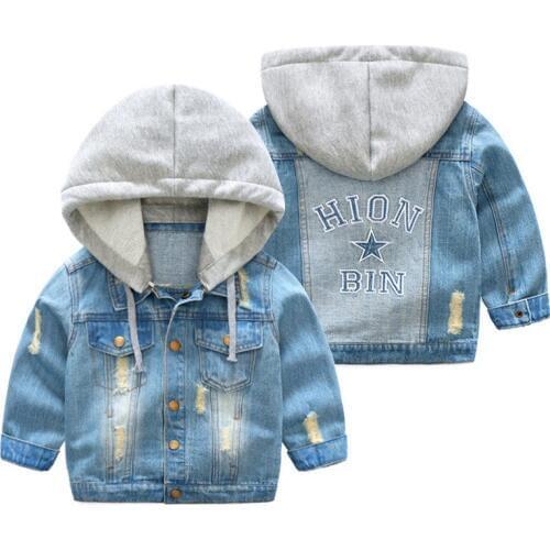Fashion Boys Girls Hole Denim Jackets Kids Clothing 2019 Spring Autumn Children Outwear Coat Kids Warm Coats Boy Hooded Clothes
