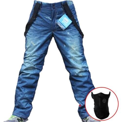 Suspender Mens Snowboarding Skiing Pants Waterproof Skiing Pants Skating Trousers Casual Outdoor motorcycle Jeans Pants