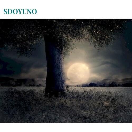 SDOYUNO 60x75cm Oil Painting By Numbers Scenery DIY Pictures By Numbers On Canvas Moon Frameless Hand Painting Home Decor