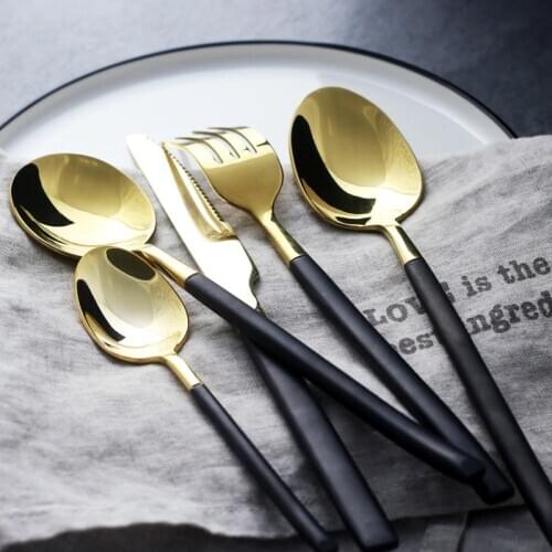Cutlery Set Creative Gilded Stainless Steel Main Table Knife and Fork Vintage Spoon Stirring Tea Spoon Fork Tableware Set