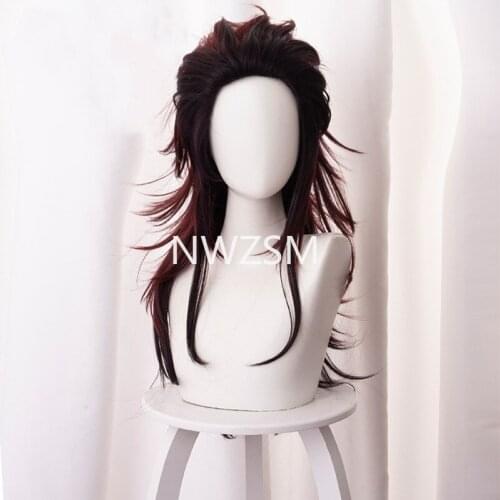 Anime Demon Slayer: Kimetsu no Yaiba Tanjiro Kamado Short Chestnut Brown Heat Resistant Hair Cosplay Costume Wig