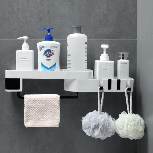 Plastic Suction Cup Bathroom Kitchen Corner Storage Rack Organizer Shower Shelf Shampoo Shower Holder Storage Rack Organizer